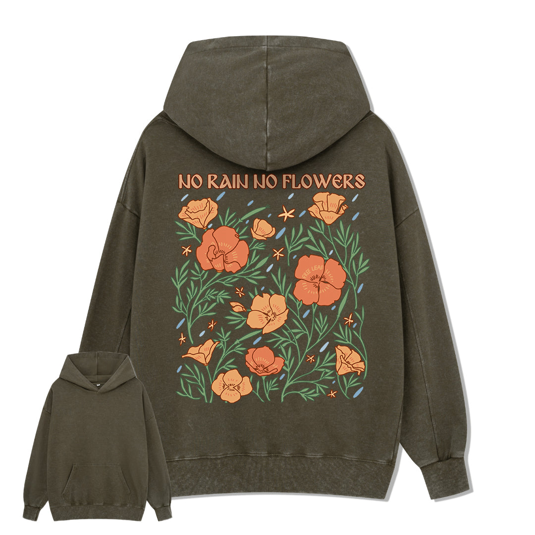 Freeleaf No Rain No Flowers Unisex Back-printed Hoodie