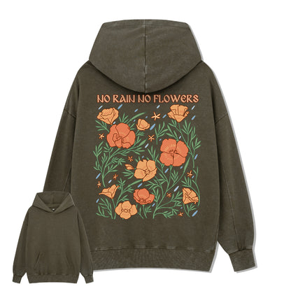 Freeleaf No Rain No Flowers Unisex Back-printed Hoodie