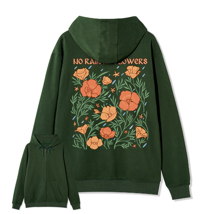 Freeleaf  No Rain No Flowers Full-Zip Back-printed Hoodie
