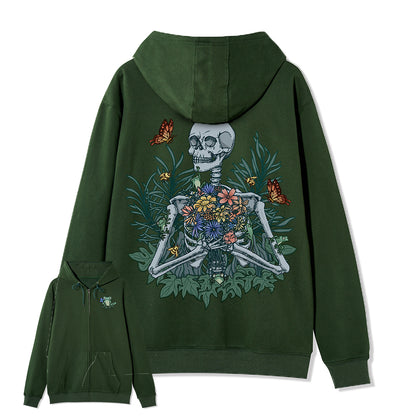 Freeleaf Rebirth in Bloom Unisex Nature Inspired Fleece Full-Zip Hoodie
