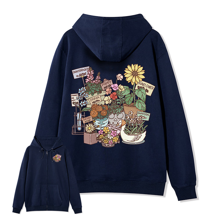 Freeleaf Flourishing Garden Nature Inspired Unisex Fleece Full-Zip Hoodie