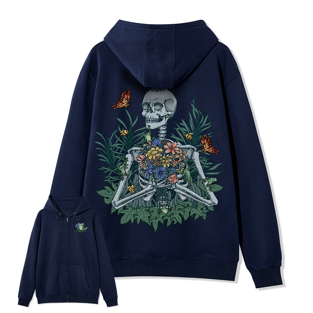 Freeleaf Rebirth in Bloom Unisex Nature Inspired Fleece Full-Zip Hoodie