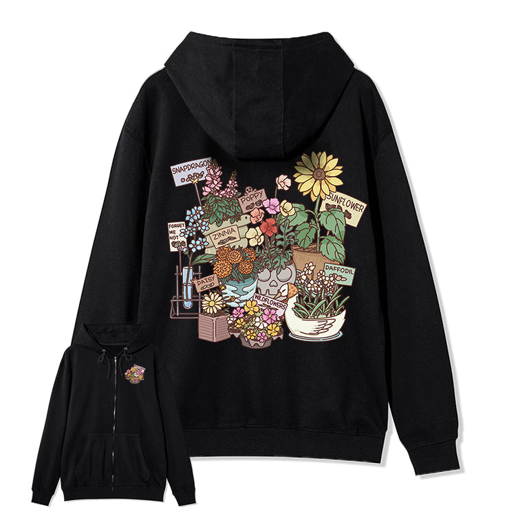 Freeleaf Flourishing Garden Nature Inspired Unisex Fleece Full-Zip Hoodie