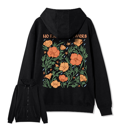 Freeleaf  No Rain No Flowers Full-Zip Back-printed Hoodie