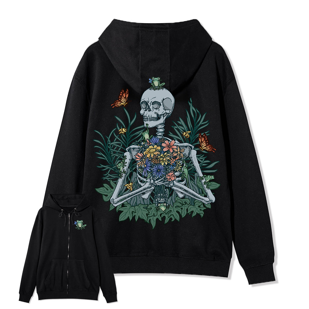 Freeleaf Rebirth in Bloom Unisex Nature Inspired Fleece Full-Zip Hoodie