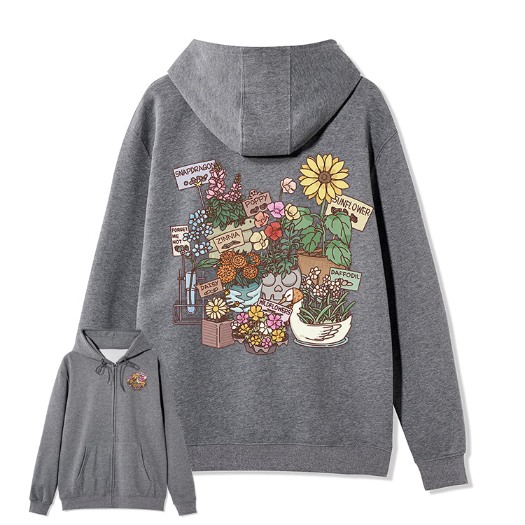 Freeleaf Flourishing Garden Nature Inspired Unisex Fleece Full-Zip Hoodie
