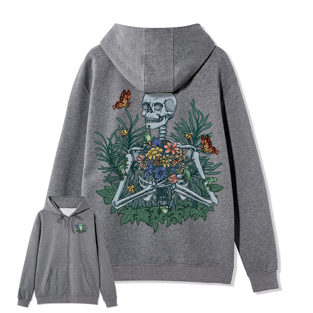 Freeleaf Rebirth in Bloom Unisex Nature Inspired Fleece Full-Zip Hoodie