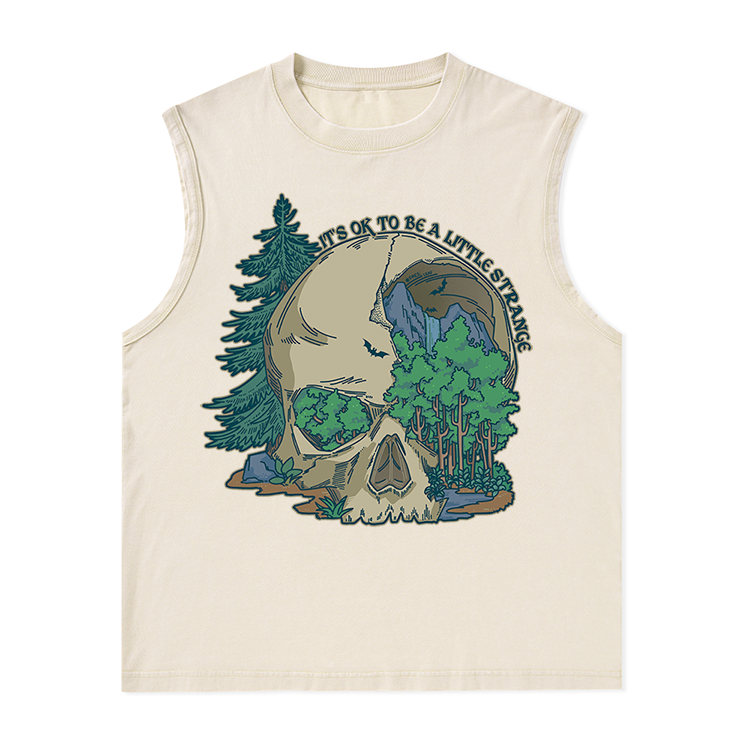Freeleaf Skull Mountain Nature Inspired Unisex Washed Tank Tops