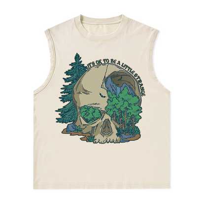 Freeleaf Skull Mountain Nature Inspired Unisex Washed Tank Tops