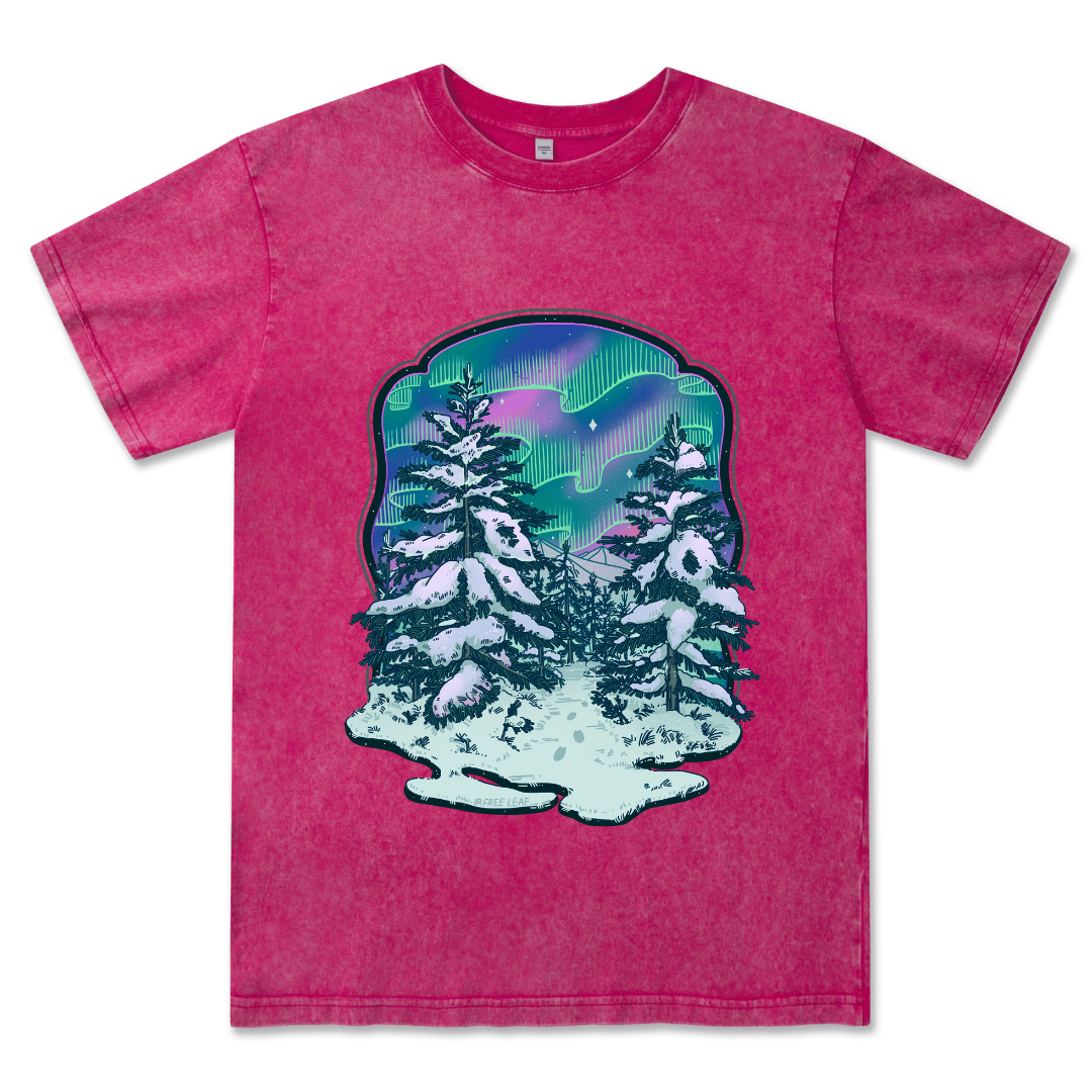 Winter Aurora Front-printed Washed Tee