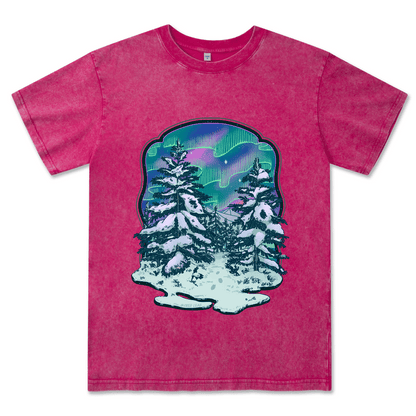 Winter Aurora Front-printed Washed Tee