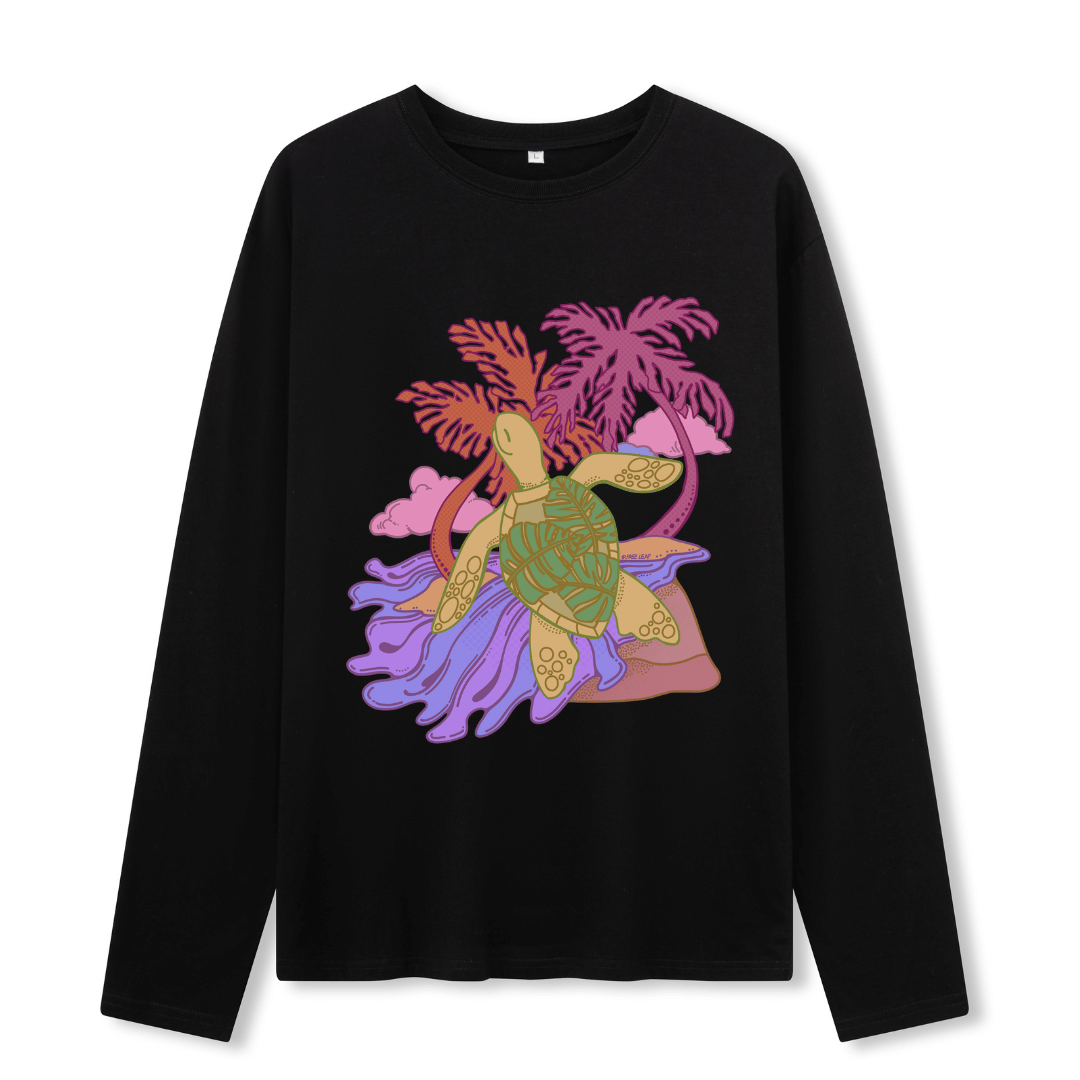 Hawaiian Green Sea Turtle Front-printed Long Sleeve Top