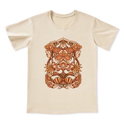 Spring Butterfly Front-printed V-neck Tee