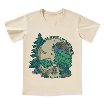 Skull Mountain Front-printed V-neck Tee