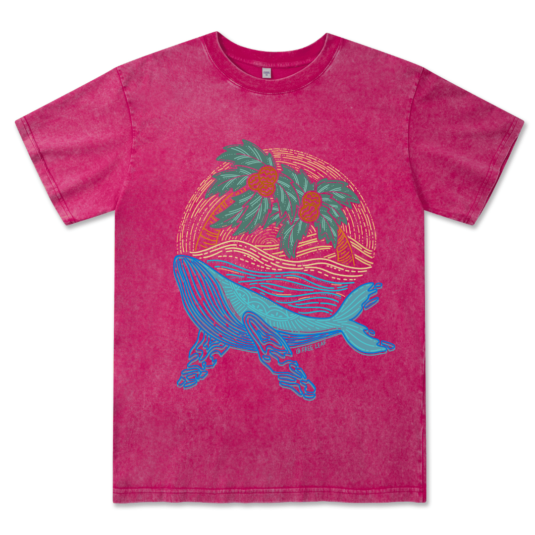 Striated Whale Front-printed Washed Tee
