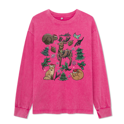 Yellowstone Christmas Wonderland Washed Long Sleeve Top