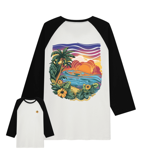 Golden Glow Raglan Long Sleeve Tops