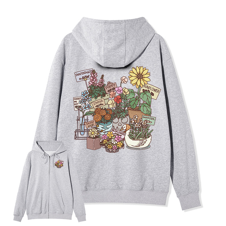 Freeleaf Flourishing Garden Nature Inspired Unisex Fleece Full-Zip Hoodie