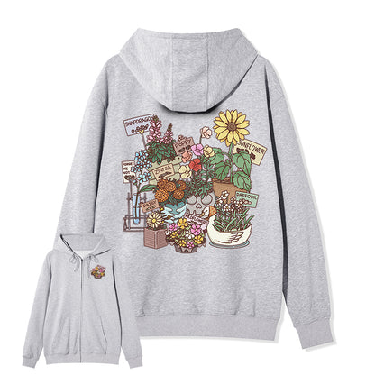 Freeleaf Flourishing Garden Nature Inspired Unisex Fleece Full-Zip Hoodie