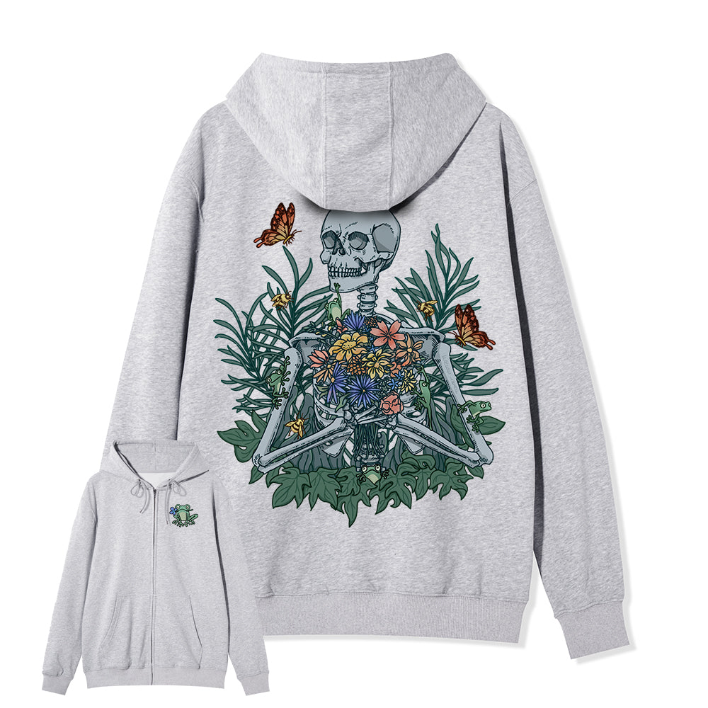 Freeleaf Rebirth in Bloom Unisex Nature Inspired Fleece Full-Zip Hoodie