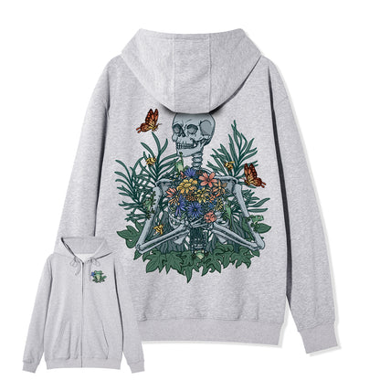 Freeleaf Rebirth in Bloom Unisex Nature Inspired Fleece Full-Zip Hoodie