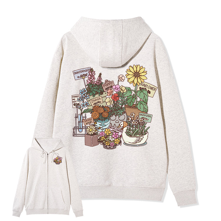 Freeleaf Flourishing Garden Nature Inspired Unisex Fleece Full-Zip Hoodie