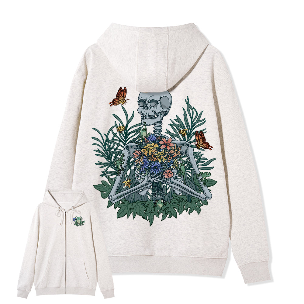 Freeleaf Rebirth in Bloom Unisex Nature Inspired Fleece Full-Zip Hoodie