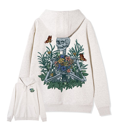 Freeleaf Rebirth in Bloom Unisex Nature Inspired Fleece Full-Zip Hoodie