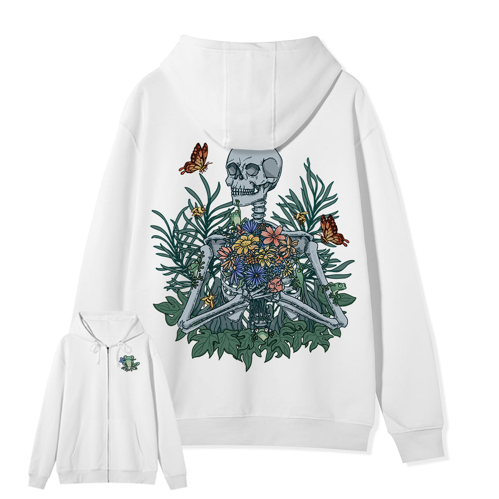 Freeleaf Rebirth in Bloom Unisex Nature Inspired Fleece Full-Zip Hoodie