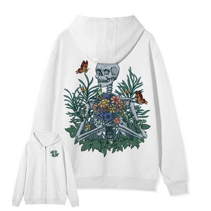 Freeleaf Rebirth in Bloom Unisex Nature Inspired Fleece Full-Zip Hoodie