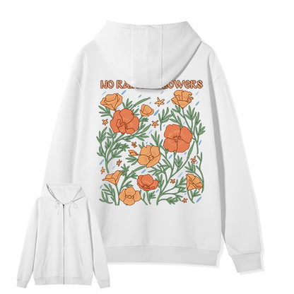 Freeleaf  No Rain No Flowers Full-Zip Back-printed Hoodie