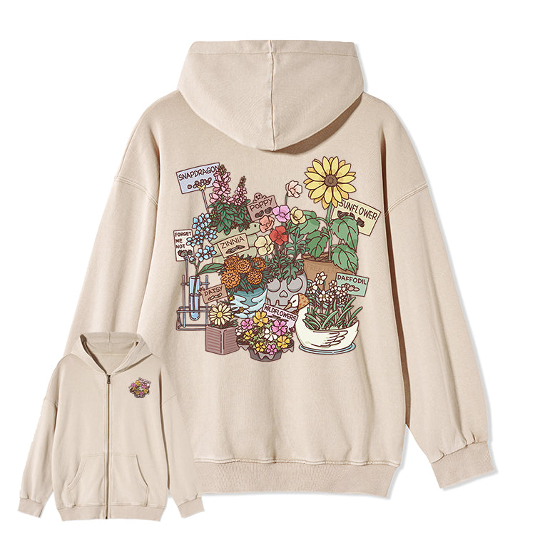 Freeleaf Flourishing Garden Nature Inspired Unisex Fleece Full-Zip Hoodie