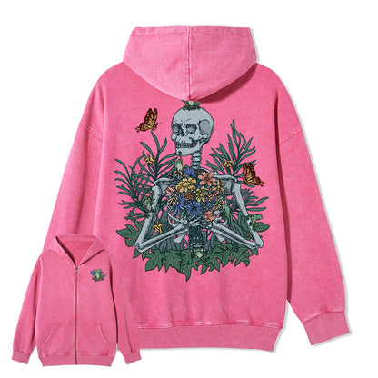 Freeleaf Rebirth in Bloom Unisex Nature Inspired Fleece Full-Zip Hoodie