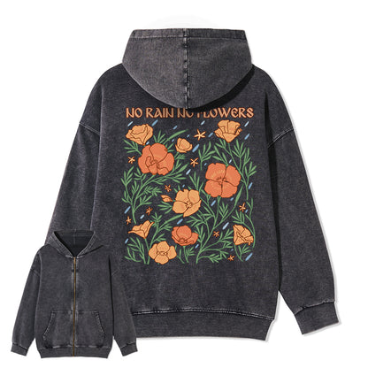 Freeleaf  No Rain No Flowers Full-Zip Back-printed Hoodie