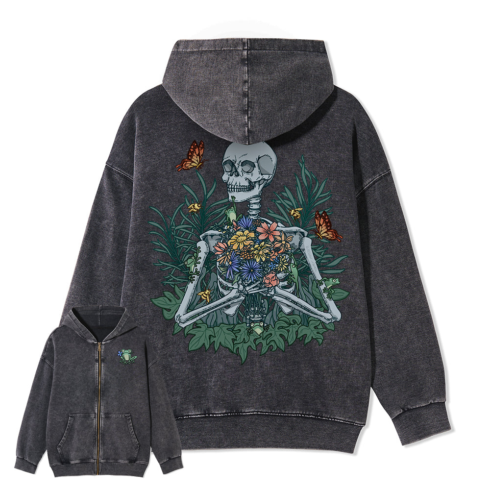 Freeleaf Rebirth in Bloom Unisex Nature Inspired Fleece Full-Zip Hoodie