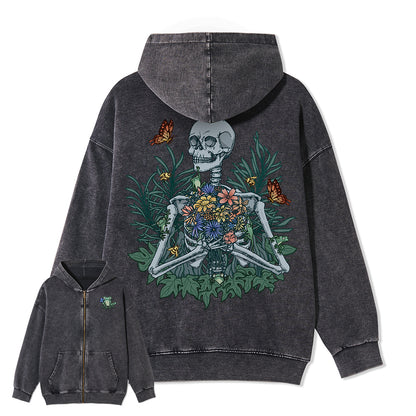 Freeleaf Rebirth in Bloom Unisex Nature Inspired Fleece Full-Zip Hoodie