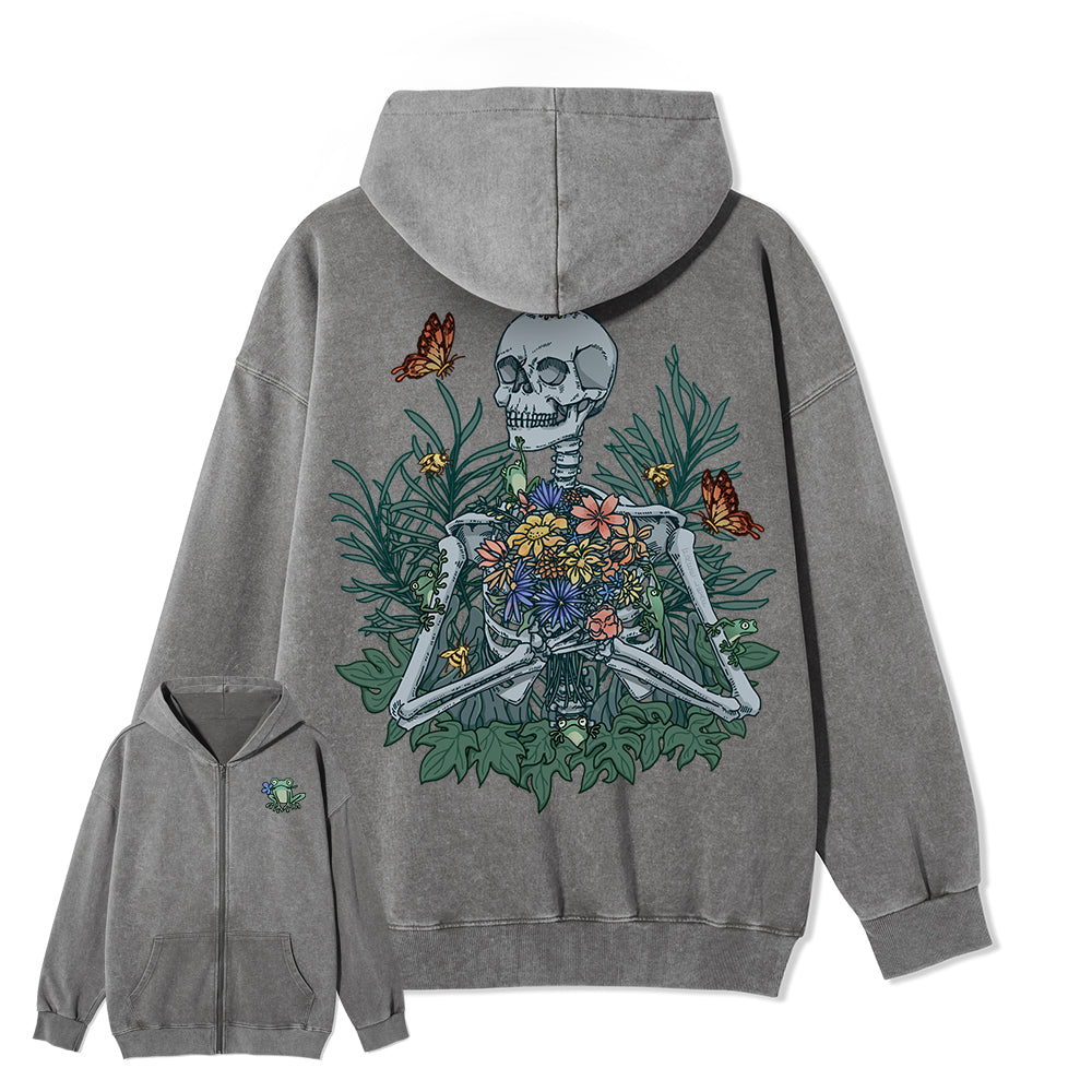 Freeleaf Rebirth in Bloom Unisex Nature Inspired Fleece Full-Zip Hoodie