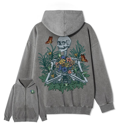 Freeleaf Rebirth in Bloom Unisex Nature Inspired Fleece Full-Zip Hoodie