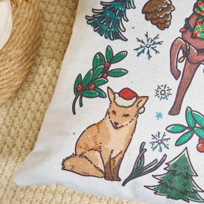 Freeleaf Yellowstone Christmas Wonderland Cotton Linen Cushion Pillow