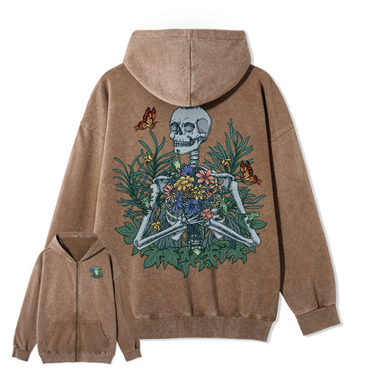 Freeleaf Rebirth in Bloom Unisex Nature Inspired Fleece Full-Zip Hoodie