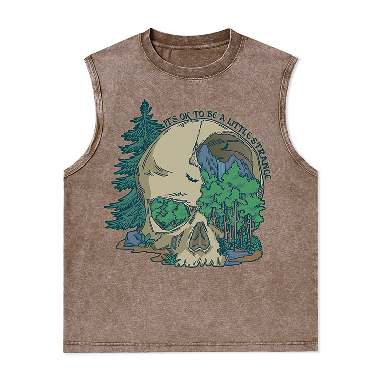 Freeleaf Skull Mountain Nature Inspired Unisex Washed Tank Tops