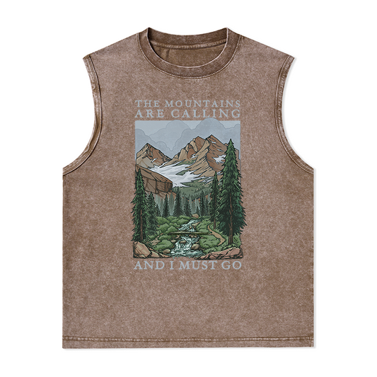 Freeleaf The Mountains are Calling Unisex Washed Tank Tops
