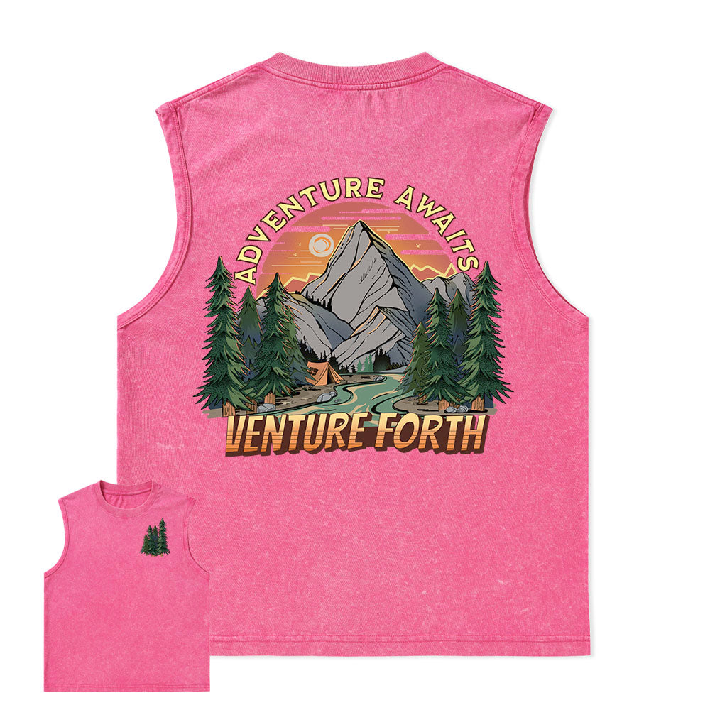 Freeleaf Adventure Awaits Unisex Washed Tank Tops