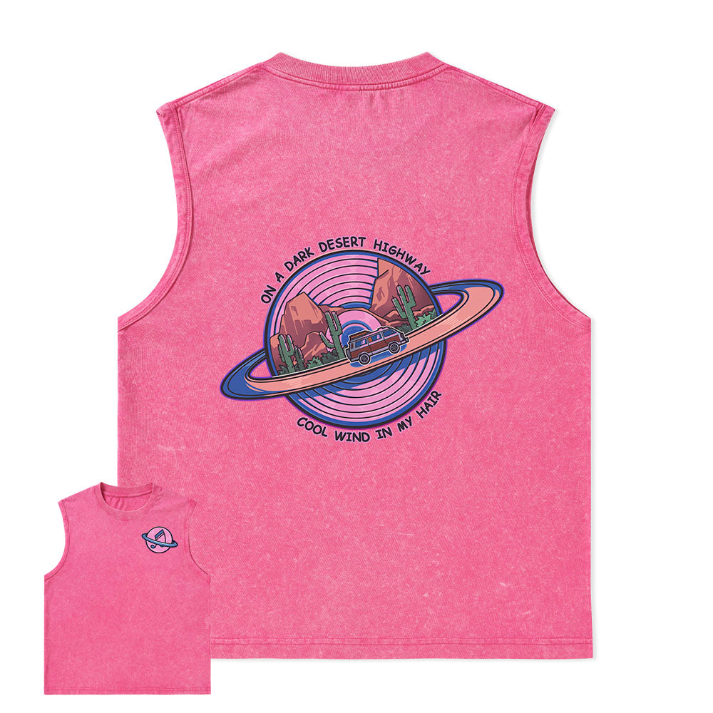 Freeleaf On A Dark Desert Highway Unisex Washed Tank Tops