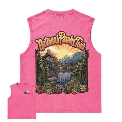 Freeleaf National Parks Tour Nature Inspired Unisex Washed Tank Tops
