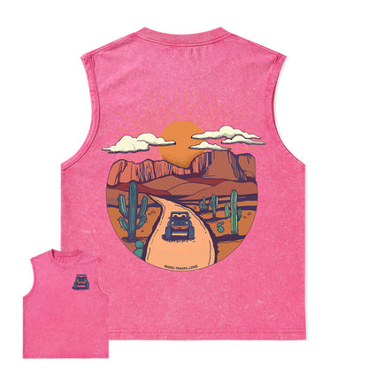 Freeleaf Go Hiking With Music Nature Inspired Unisex Washed Tank Tops