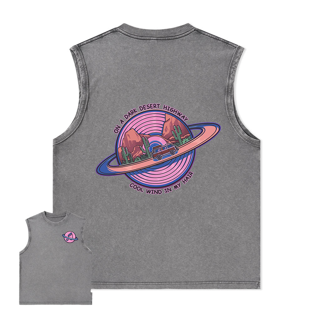 Freeleaf On A Dark Desert Highway Unisex Washed Tank Tops