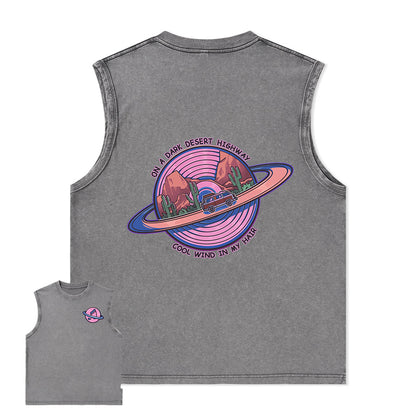 Freeleaf On A Dark Desert Highway Unisex Washed Tank Tops