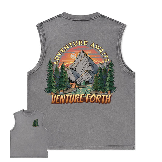 Freeleaf Adventure Awaits Unisex Washed Tank Tops