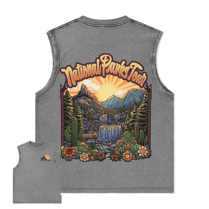 Freeleaf National Parks Tour Nature Inspired Unisex Washed Tank Tops